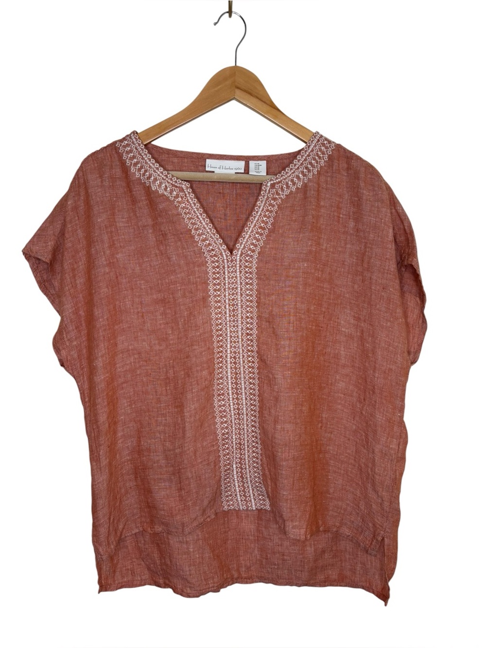 House of Harlow 1960 top orange linen embroidered dolman drop shoulder medium